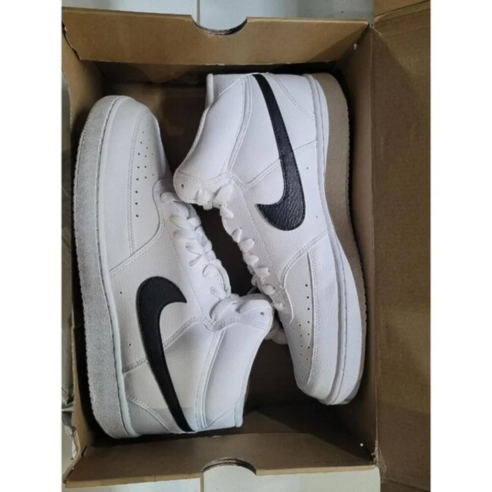 🆕Nike Men's White/Black/White Court Vision Mid Next Nature Fashion Sneakers